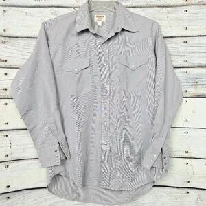 Ruddock TRS Western Pearl Snap Shirt Mens Large Gray 17 34